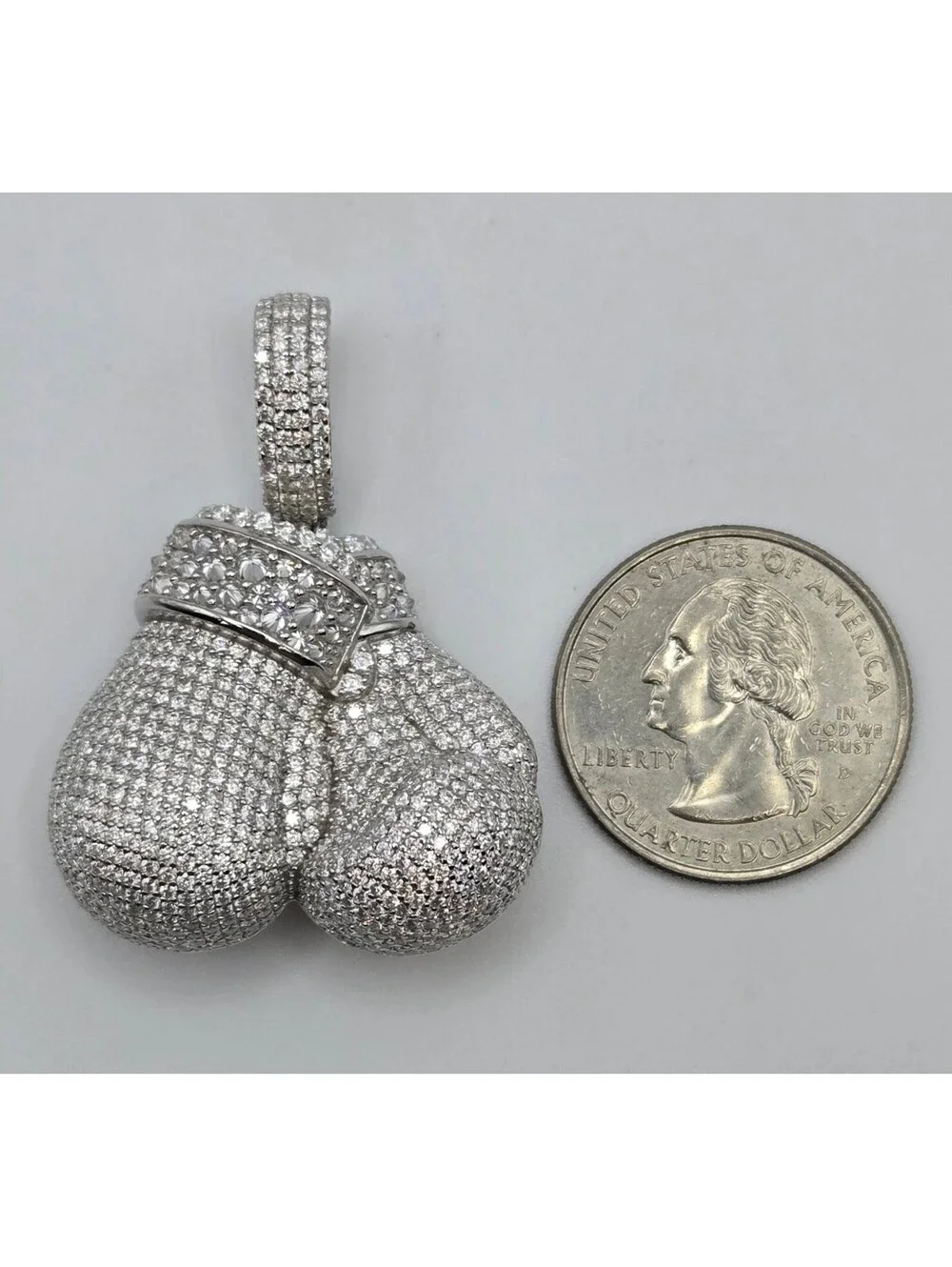 NEW Solid 925 Sterling Silver Boxing Gloves Pendant 8.0CTW VVS1 Moissanite Iced